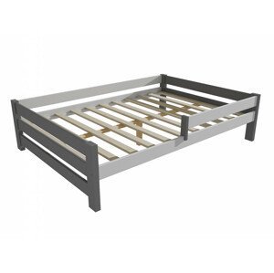 Dětská postel se zábranou VMK013D KIDS (Rozměr: 120 x 200 cm, Barva dřeva: barva šedá + bílá)