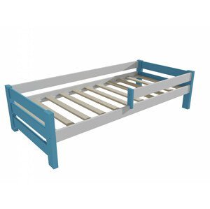 Dětská postel se zábranou VMK013D KIDS (Rozměr: 70 x 160 cm, Barva dřeva: barva modrá + bílá)