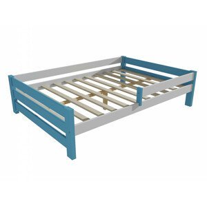 Dětská postel se zábranou VMK013D KIDS (Rozměr: 140 x 200 cm, Barva dřeva: barva modrá + bílá)