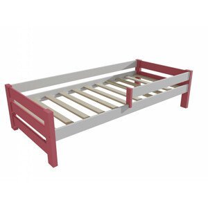 Dětská postel se zábranou VMK013D KIDS (Rozměr: 70 x 160 cm, Barva dřeva: barva růžová + bílá)