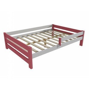 Dětská postel se zábranou VMK013D KIDS (Rozměr: 120 x 200 cm, Barva dřeva: barva růžová + bílá)