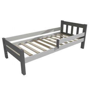 Dětská postel se zábranou VMK015C KIDS (Rozměr: 70 x 160 cm, Barva dřeva: barva šedá + bílá)