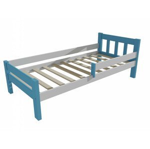 Dětská postel se zábranou VMK015C KIDS (Rozměr: 70 x 160 cm, Barva dřeva: barva modrá + bílá)