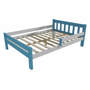 Dětská postel se zábranou VMK015C KIDS (Rozměr: 140 x 200 cm, Barva dřeva: barva modrá + bílá)