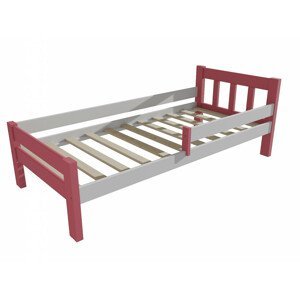 Dětská postel se zábranou VMK015C KIDS (Rozměr: 70 x 160 cm, Barva dřeva: barva růžová + bílá)