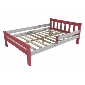 Dětská postel se zábranou VMK015C KIDS (Rozměr: 140 x 200 cm, Barva dřeva: barva růžová + bílá)