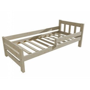 Dětská postel se zábranou VMK015D KIDS (Rozměr: 100 x 200 cm, Barva dřeva: surové dřevo)
