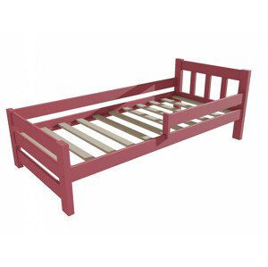 Dětská postel se zábranou VMK015D KIDS (Rozměr: 80 x 200 cm, Barva dřeva: barva růžová)