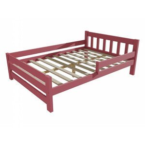 Dětská postel se zábranou VMK015D KIDS (Rozměr: 120 x 200 cm, Barva dřeva: barva růžová)