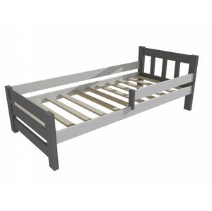 Dětská postel se zábranou VMK015D KIDS (Rozměr: 70 x 160 cm, Barva dřeva: barva šedá + bílá)