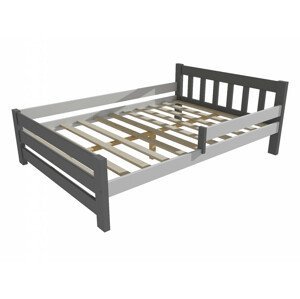 Dětská postel se zábranou VMK015D KIDS (Rozměr: 120 x 200 cm, Barva dřeva: barva šedá + bílá)
