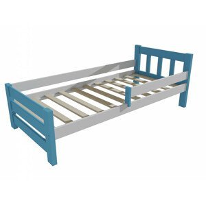 Dětská postel se zábranou VMK015D KIDS (Rozměr: 70 x 160 cm, Barva dřeva: barva modrá + bílá)