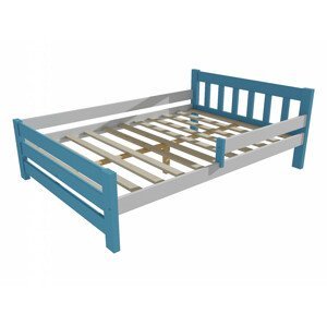 Dětská postel se zábranou VMK015D KIDS (Rozměr: 120 x 200 cm, Barva dřeva: barva modrá + bílá)