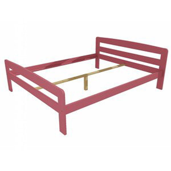 Manželská postel VMK008C masiv borovice (Rozměr: 120 x 200 cm, Barva dřeva: barva růžová)