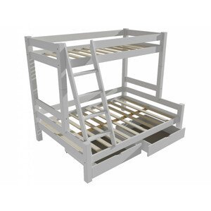 Patrová postel 8X8 06A, barva bílá + zásuvky (Rozměr: 90/120 x 200 cm, Barva dřeva: barva bílá)