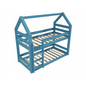 Patrová postel domeček 8X8 09A (Rozměr: 90 x 180 cm, Barva dřeva: barva modrá)