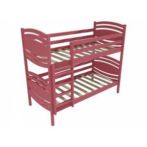 Patrová postel PP 001 (Rozměr: 90 x 190 cm, Prostor mezi lůžky: 90 cm, Barva dřeva: barva růžová)