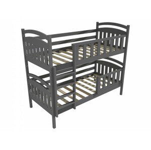 Patrová postel PP 005 se zábranou (Rozměr: 90 x 190 cm, Prostor mezi lůžky: 100 cm, Barva dřeva: barva šedá)