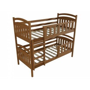 Patrová postel PP 005 se zábranou (Rozměr: 90 x 190 cm, Prostor mezi lůžky: 80 cm, Barva dřeva: moření dub)