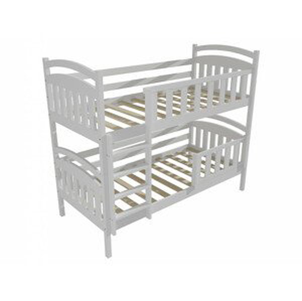 Patrová postel PP 005 se zábranou (Rozměr: 90 x 190 cm, Prostor mezi lůžky: 80 cm, Barva dřeva: barva bílá)