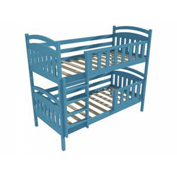 Patrová postel PP 005 se zábranou (Rozměr: 90 x 180 cm, Prostor mezi lůžky: 90 cm, Barva dřeva: barva modrá)