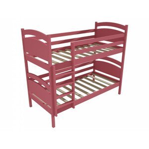 Patrová postel PP 006 (Rozměr: 90 x 190 cm, Prostor mezi lůžky: 80 cm, Barva dřeva: barva růžová)