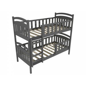 Patrová postel PP 007 se zábranou (Rozměr: 90 x 190 cm, Prostor mezi lůžky: 80 cm, Barva dřeva: barva šedá)