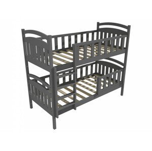 Patrová postel PP 007 se zábranou (Rozměr: 90 x 190 cm, Prostor mezi lůžky: 90 cm, Barva dřeva: barva šedá)