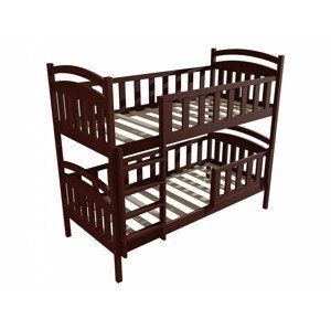 Patrová postel PP 007 se zábranou (Rozměr: 90 x 190 cm, Prostor mezi lůžky: 80 cm, Barva dřeva: moření ořech)