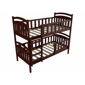 Patrová postel PP 007 se zábranou (Rozměr: 90 x 200 cm, Prostor mezi lůžky: 90 cm, Barva dřeva: moření ořech)