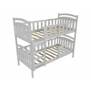 Patrová postel PP 007 se zábranou (Rozměr: 80 x 190 cm, Prostor mezi lůžky: 80 cm, Barva dřeva: barva bílá)