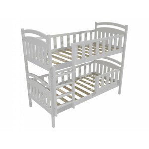 Patrová postel PP 007 se zábranou (Rozměr: 80 x 200 cm, Prostor mezi lůžky: 80 cm, Barva dřeva: barva bílá)