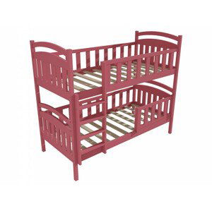 Patrová postel PP 007 se zábranou (Rozměr: 90 x 190 cm, Prostor mezi lůžky: 80 cm, Barva dřeva: barva růžová)