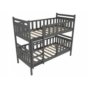 Patrová postel PP 009 se zábranou (Rozměr: 90 x 190 cm, Prostor mezi lůžky: 80 cm, Barva dřeva: barva šedá)