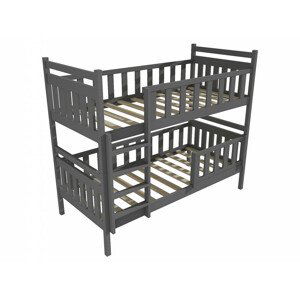 Patrová postel PP 009 se zábranou (Rozměr: 90 x 190 cm, Prostor mezi lůžky: 100 cm, Barva dřeva: barva šedá)