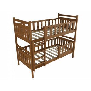 Patrová postel PP 009 se zábranou (Rozměr: 90 x 190 cm, Prostor mezi lůžky: 80 cm, Barva dřeva: moření dub)