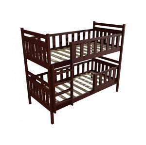 Patrová postel PP 009 se zábranou (Rozměr: 90 x 190 cm, Prostor mezi lůžky: 80 cm, Barva dřeva: moření ořech)