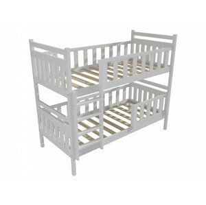 Patrová postel PP 009 se zábranou (Rozměr: 80 x 200 cm, Prostor mezi lůžky: 90 cm, Barva dřeva: barva bílá)