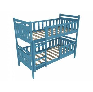 Patrová postel PP 009 se zábranou (Rozměr: 90 x 190 cm, Prostor mezi lůžky: 80 cm, Barva dřeva: barva modrá)