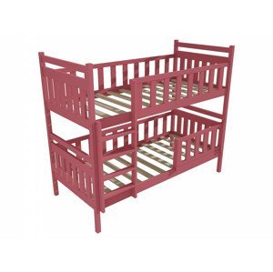 Patrová postel PP 009 se zábranou (Rozměr: 90 x 190 cm, Prostor mezi lůžky: 80 cm, Barva dřeva: barva růžová)