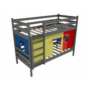Patrová postel PP 011 (Rozměr: 90 x 190 cm, Prostor mezi lůžky: 80 cm, Barva dřeva: barva šedá)