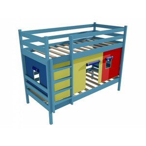 Patrová postel PP 011 (Rozměr: 90 x 190 cm, Prostor mezi lůžky: 90 cm, Barva dřeva: barva modrá)