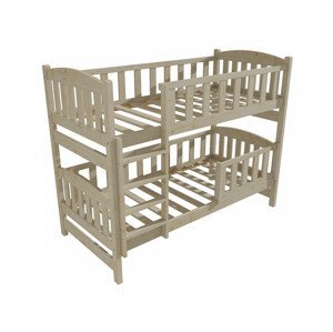 Patrová postel PP 013 se zábranou (Rozměr: 90 x 200 cm, Prostor mezi lůžky: 80 cm, Barva dřeva: surové dřevo)