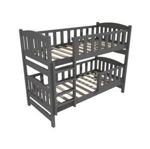 Patrová postel PP 013 se zábranou (Rozměr: 90 x 190 cm, Prostor mezi lůžky: 80 cm, Barva dřeva: barva šedá)