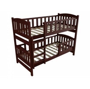 Patrová postel PP 013 se zábranou (Rozměr: 90 x 190 cm, Prostor mezi lůžky: 80 cm, Barva dřeva: moření ořech)