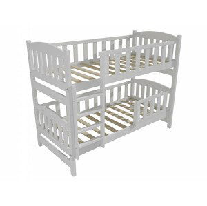 Patrová postel PP 013 se zábranou (Rozměr: 90 x 180 cm, Prostor mezi lůžky: 80 cm, Barva dřeva: barva bílá)