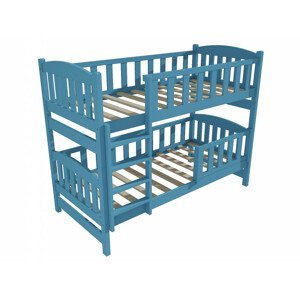 Patrová postel PP 013 se zábranou (Rozměr: 90 x 190 cm, Prostor mezi lůžky: 80 cm, Barva dřeva: barva modrá)
