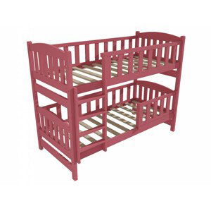 Patrová postel PP 013 se zábranou (Rozměr: 90 x 190 cm, Prostor mezi lůžky: 100 cm, Barva dřeva: barva růžová)