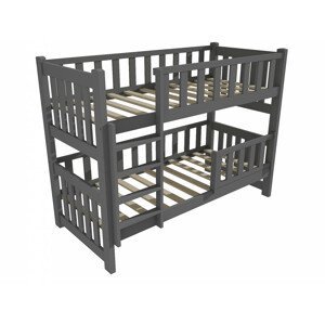Patrová postel PP 026 se zábranou (Rozměr: 90 x 190 cm, Prostor mezi lůžky: 80 cm, Barva dřeva: barva šedá)