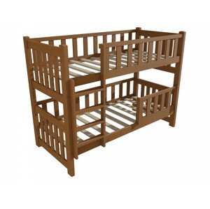 Patrová postel PP 026 se zábranou (Rozměr: 90 x 190 cm, Prostor mezi lůžky: 80 cm, Barva dřeva: moření dub)